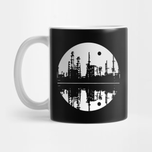 City scape reflection moon silhouette design. Mug